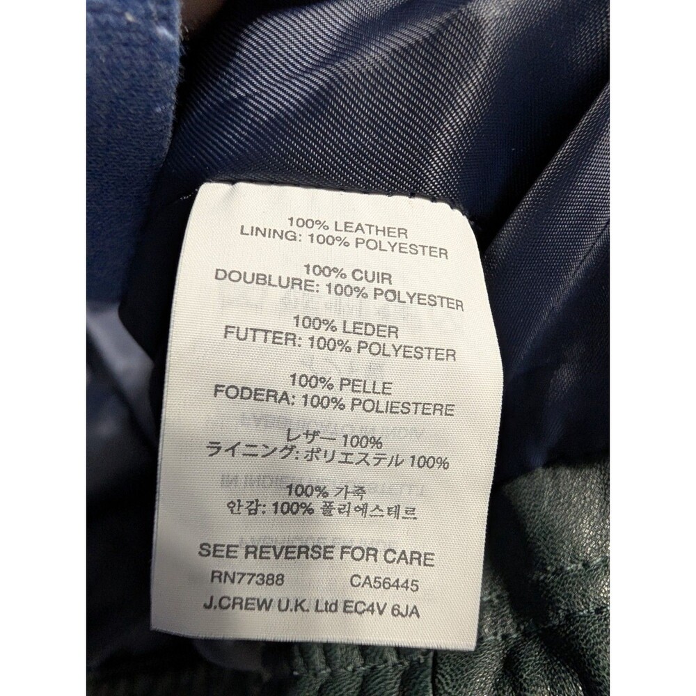 J.Crew Collection Green Leather Jacket 4 Quiet Luxury Moto Zip - Picture 5 of 12